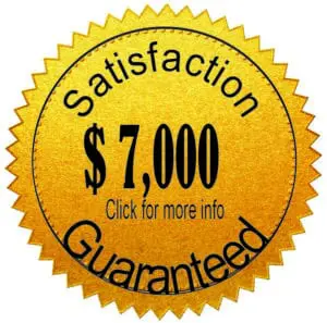 A gold seal that says satisfaction guaranteed.